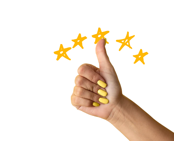 Agencia de Marketing Online en Granada Mano pulgar arriba con estrellas