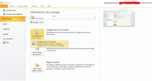 Configuración Correo Outlook