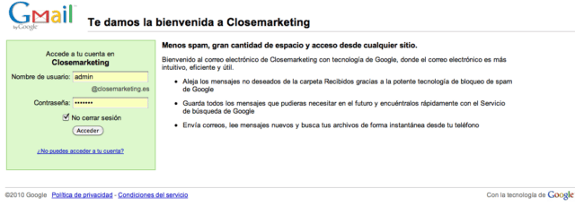 Utilizar el Correo Electrónico facilitado por Closemarketing Utilizar el Correo Electrónico facilitado por Closemarketing