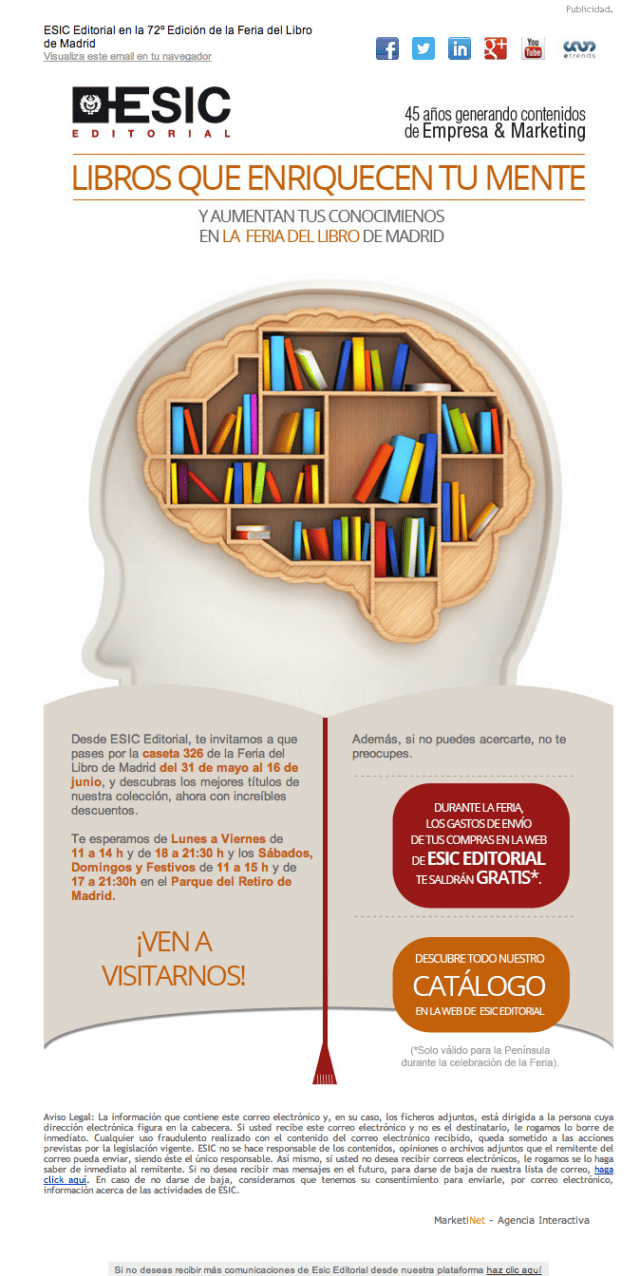 Emailing Esic: Día del Libro en Madrid
