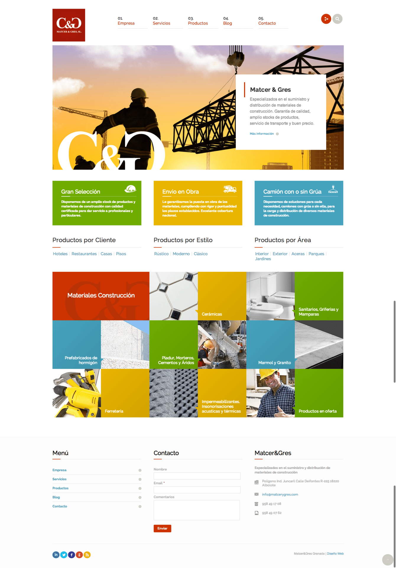Diseño Web Matcer&Gres MATCER GRES Venta y distribución de Materiales de construcción