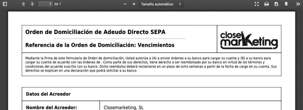 Pdf Domiciliacion Sepa