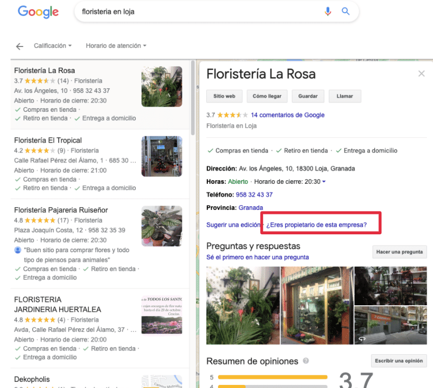 Ficha Google My Business Propietario