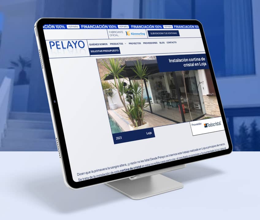 Diseño Web Pelayo Cristalería Close Marketing Tablet