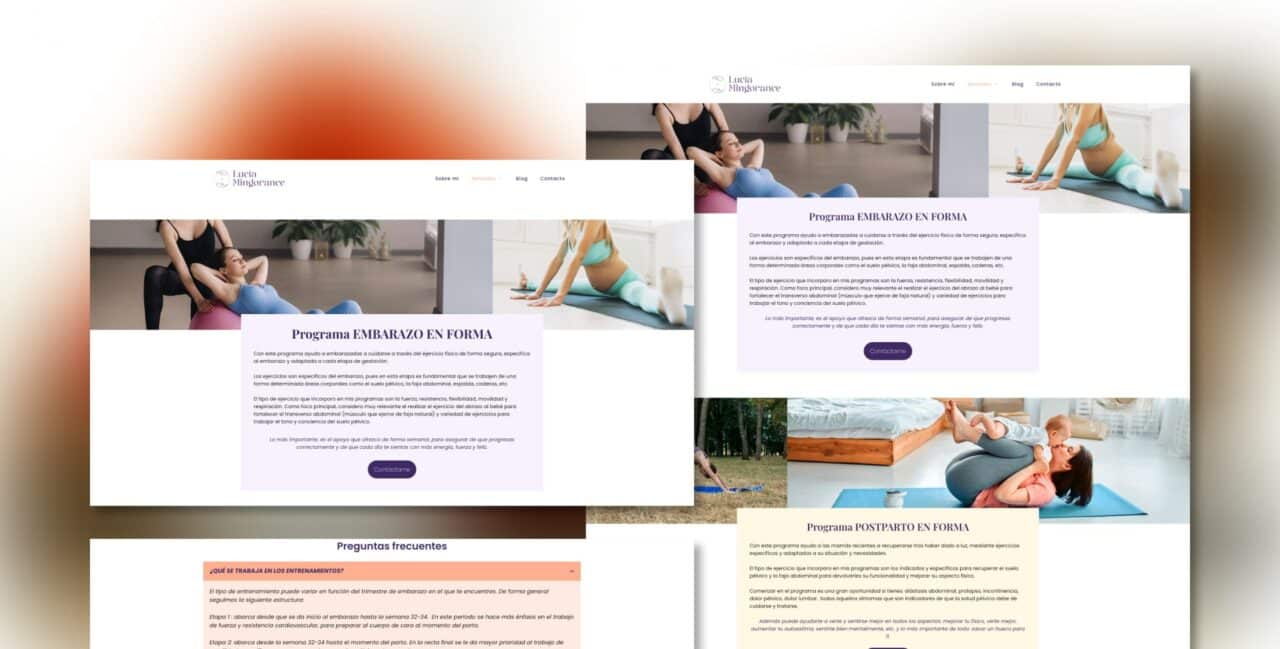 Diseño web de entrenamiento para embarazadas: Lucía Mingorance