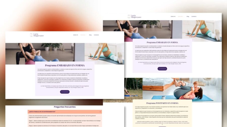 Diseño web de entrenamiento para embarazadas: Lucía Mingorance