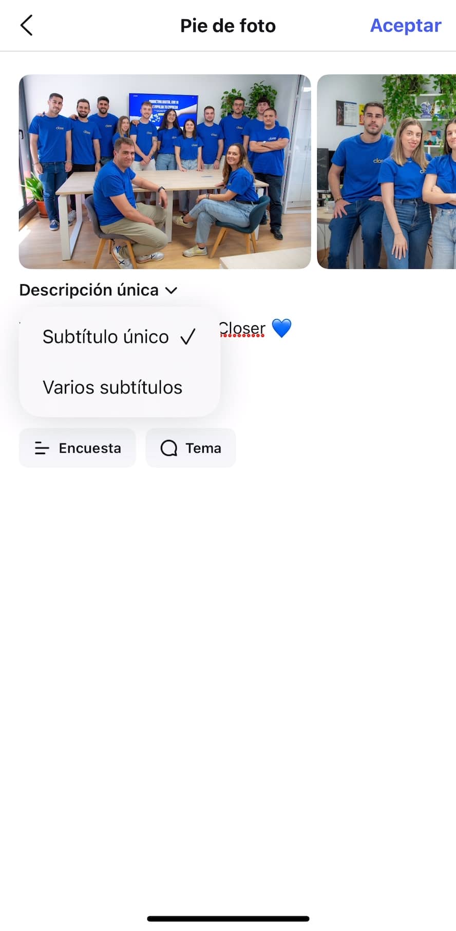 Novedad carrusel de Instagram: nuevos captions para contar historias Carrusel Instagram nuevos captions para contar historias paso 2