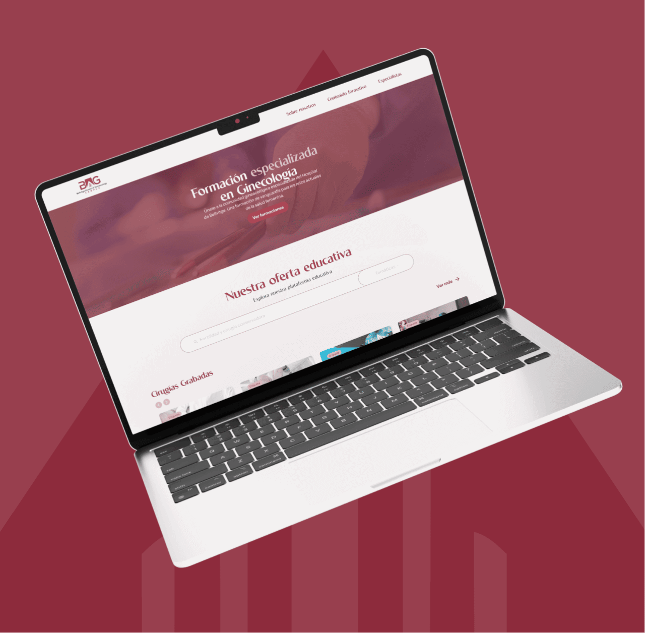 Diseño de plataforma de formación online para BAG: Centro de Formación Ginecológica BAG Centro de Formacion Ginecologica Cursos