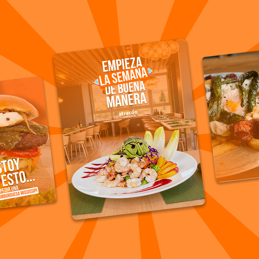 Redes sociales restaurante Atracón Loja: diseño de redes sociales Marketing gastronomico Atracon Loja posts